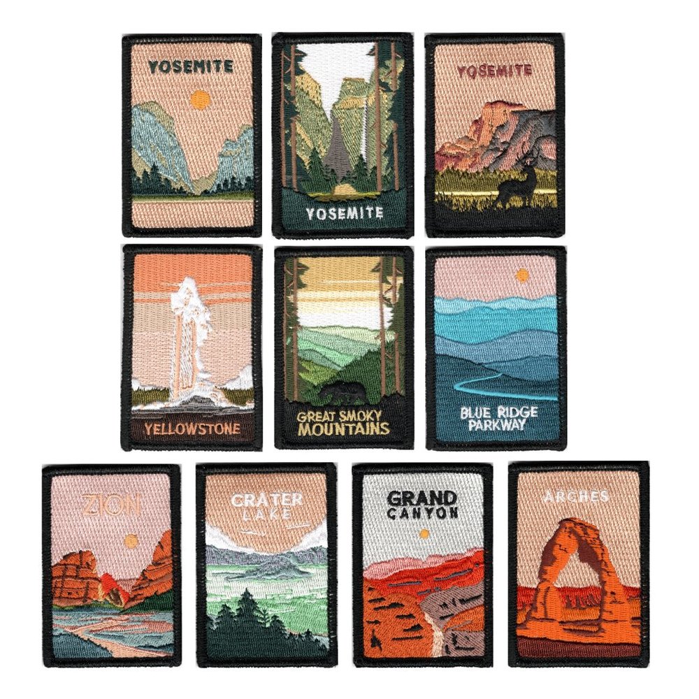 National Park Patches Embroidered | Iron or Sew On | Minimalist Style Art | 3